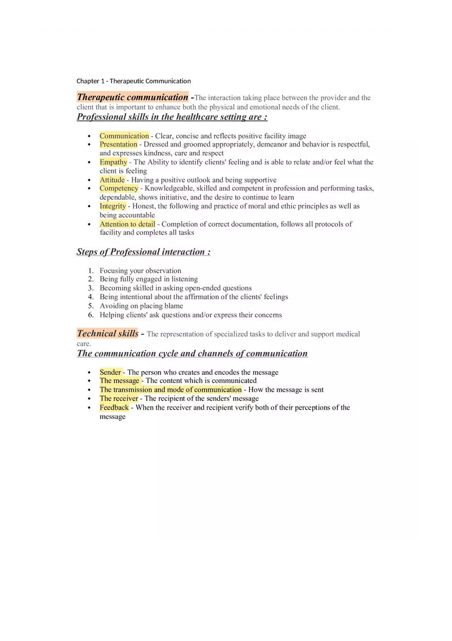 Chapter 1 - Therapeutic Communication - Page 1