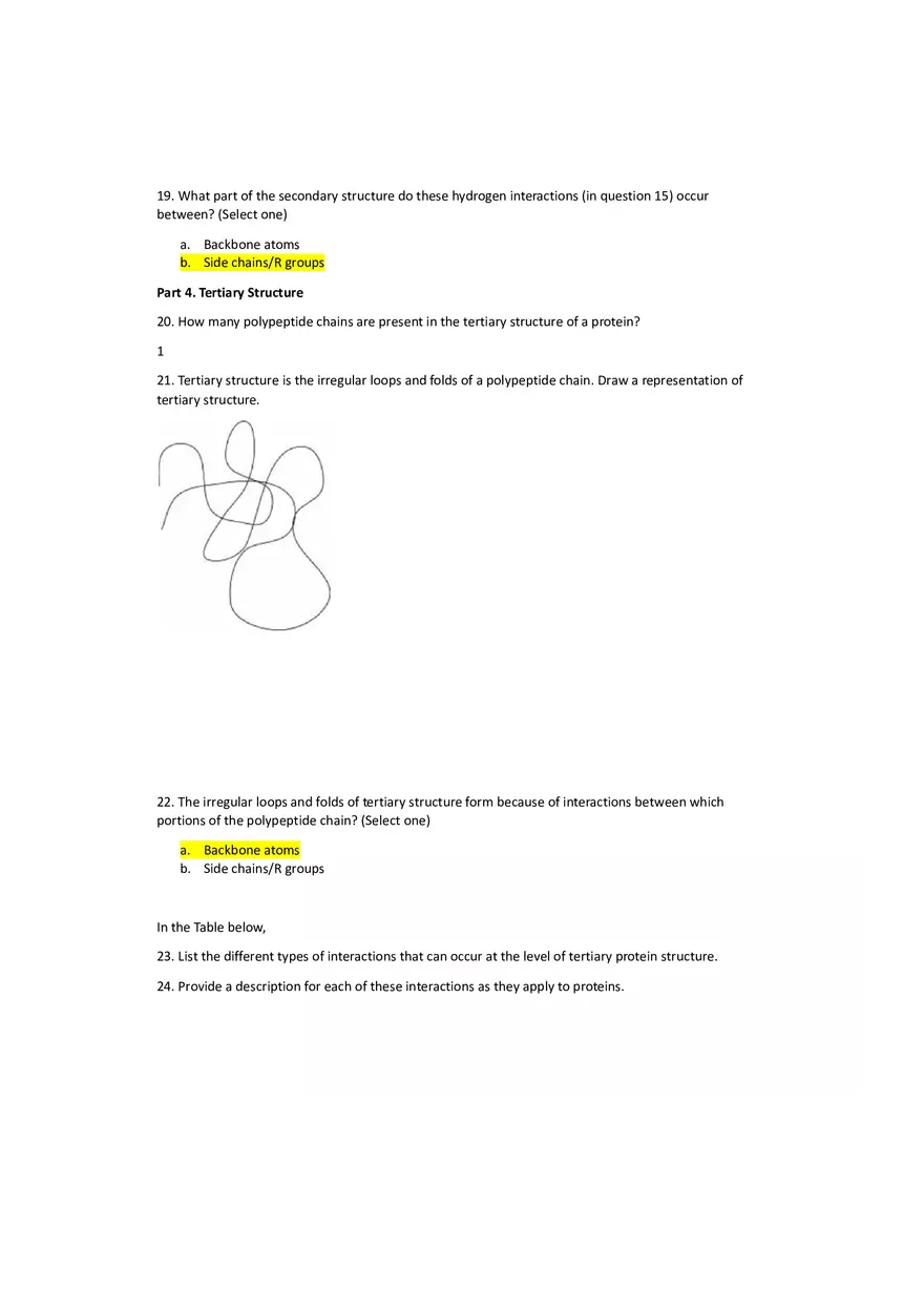 Worksheet 9 - Protein Structure - Page 5