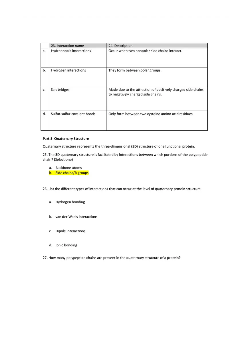 Worksheet 9 - Protein Structure - Page 6