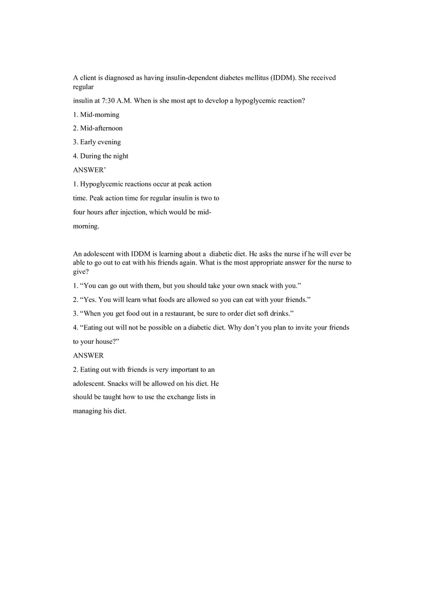 Diabetes Q and A - Page 1