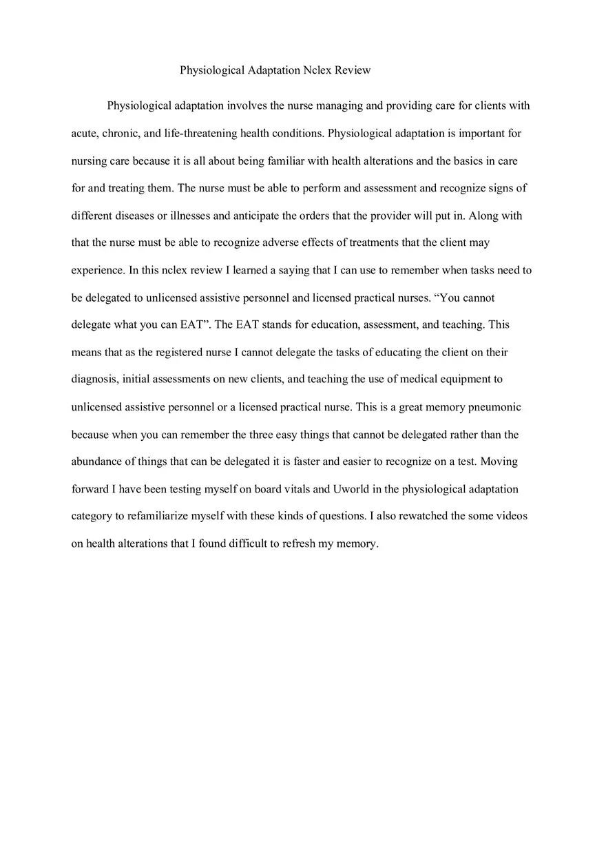Physiological Adaptation Nclex Review - Page 1