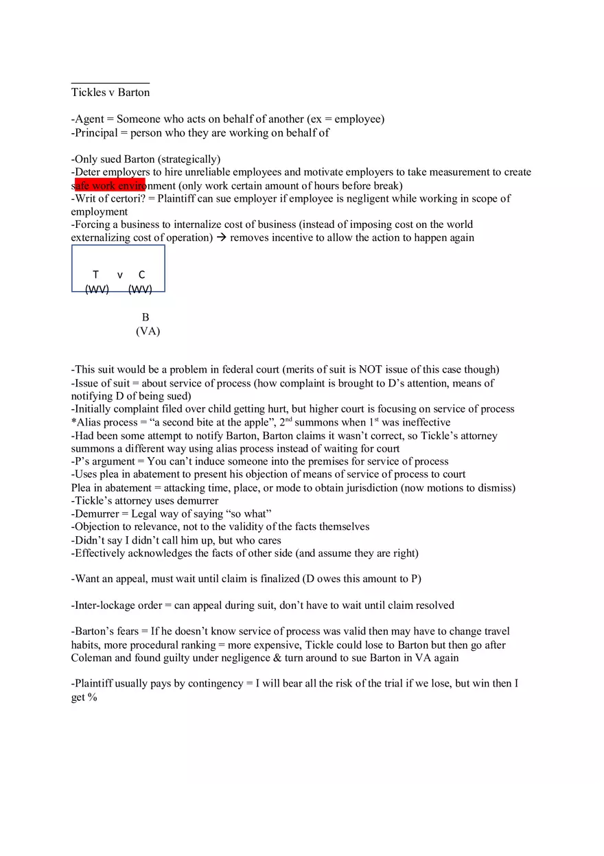 Civil Procedure - Tickle v. Barton - Page 2