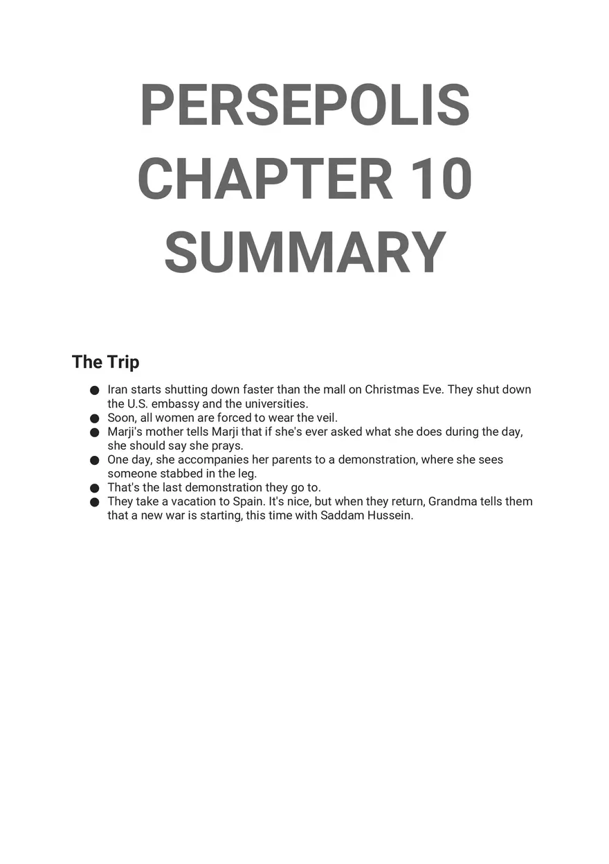 Persepolis Summary - Page 10