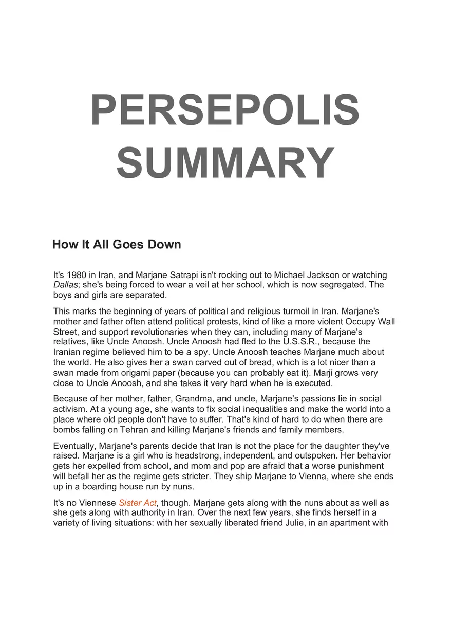 Persepolis Summary - Page 1