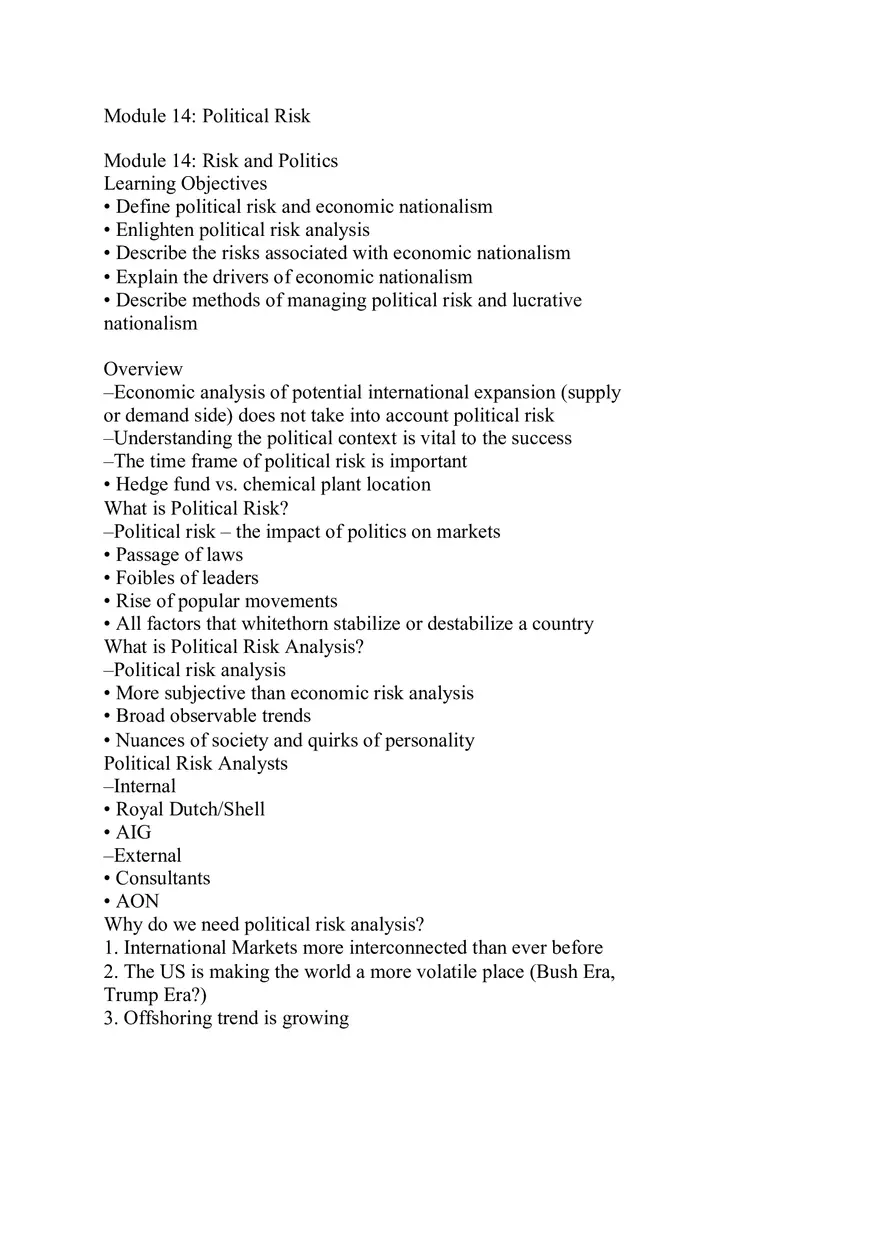 Module 14 - Political Risk - Page 1