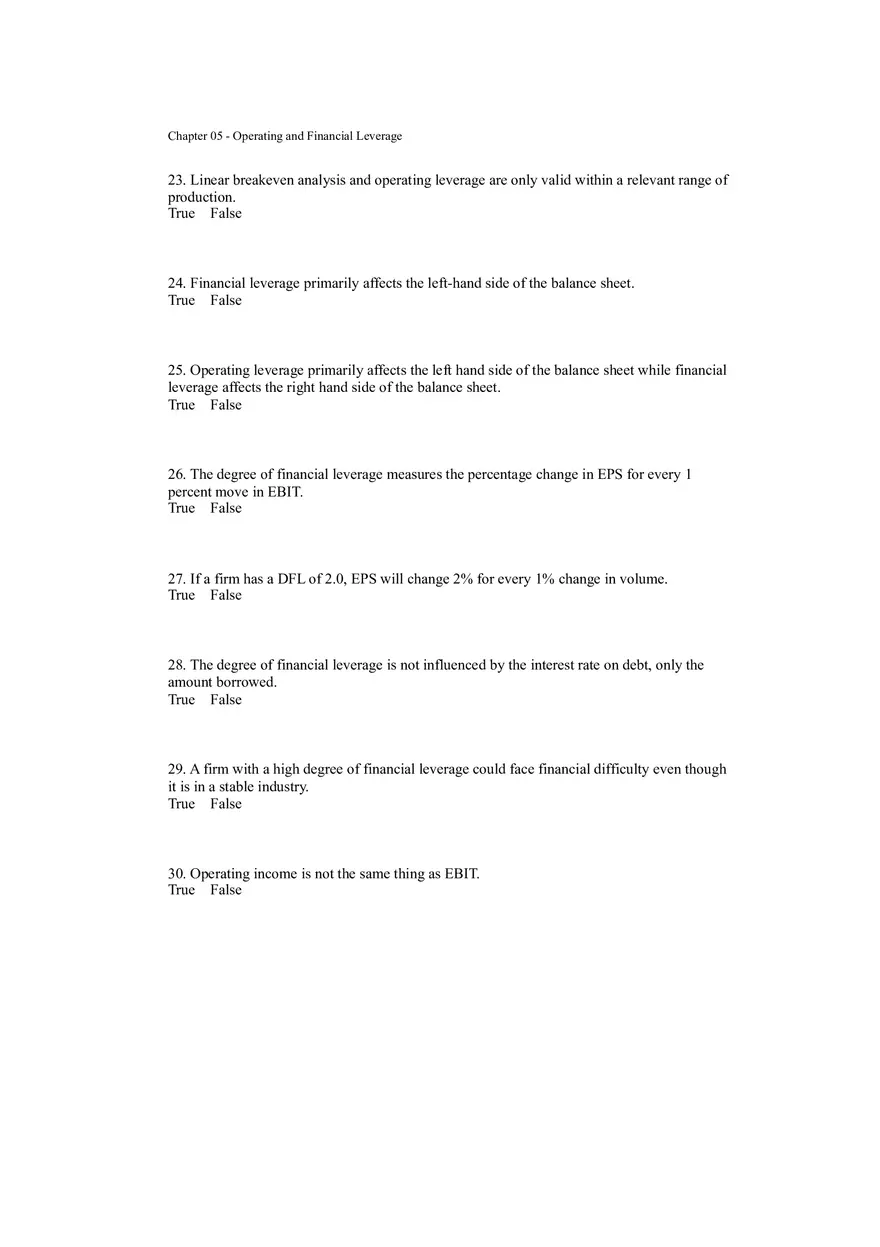 Operating and Financial Leverage Assignment Part 1 - Page 4