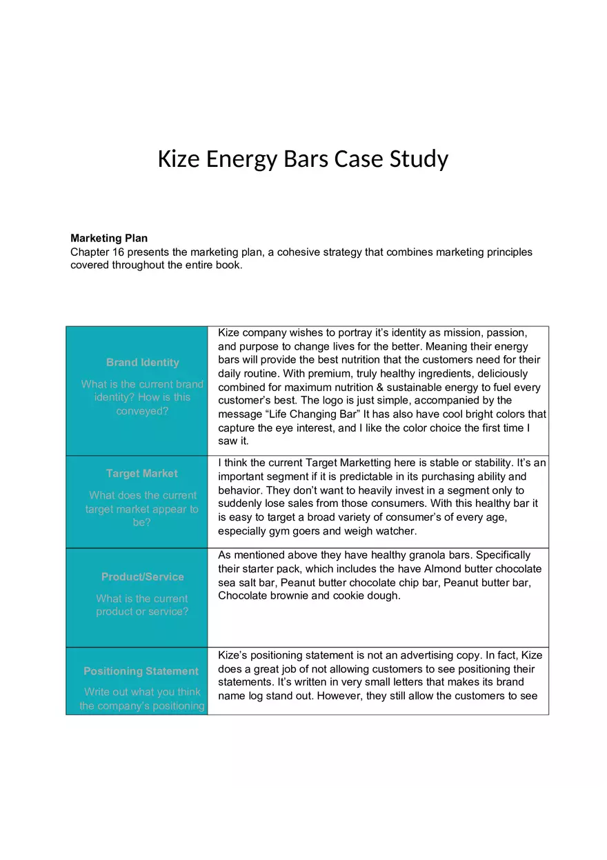 Kize Energy Bars - Page 1