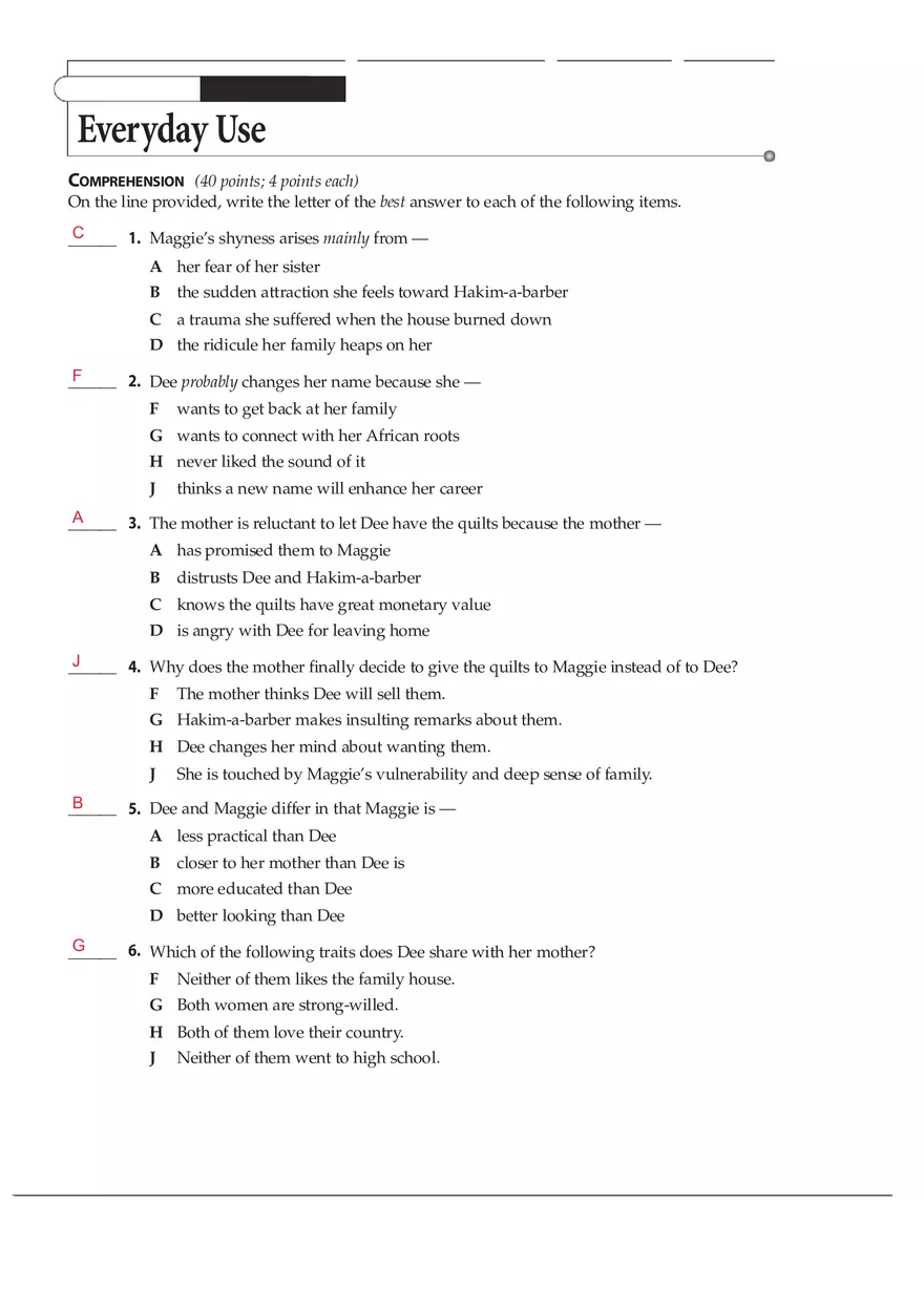 Everyday Use Narrative Assignment - Page 1