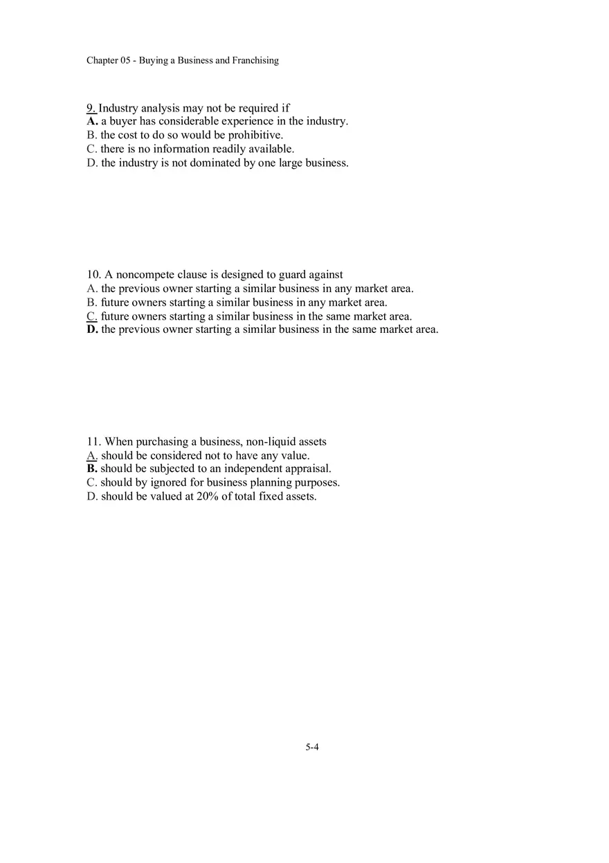 Buying a Business and Franchising Answer Key - Page 7