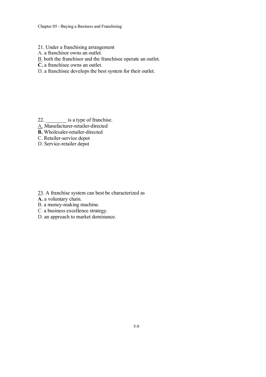 Buying a Business and Franchising Answer Key - Page 11