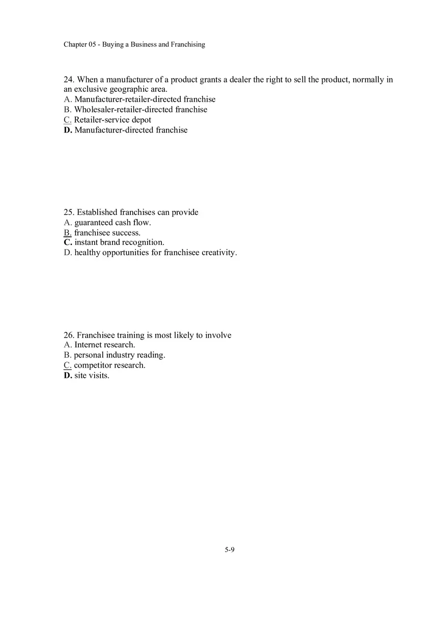 Buying a Business and Franchising Answer Key - Page 12