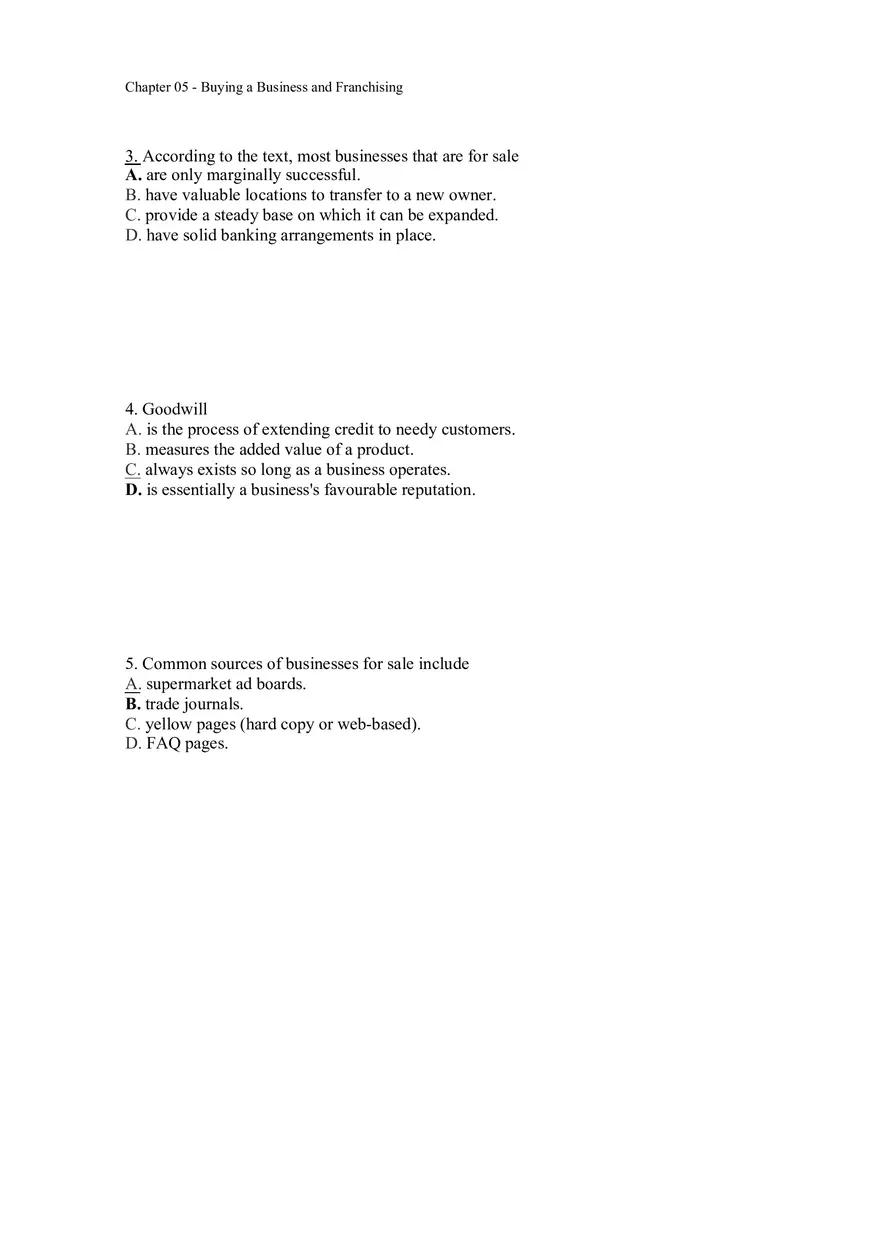 Buying a Business and Franchising Answer Key - Page 2