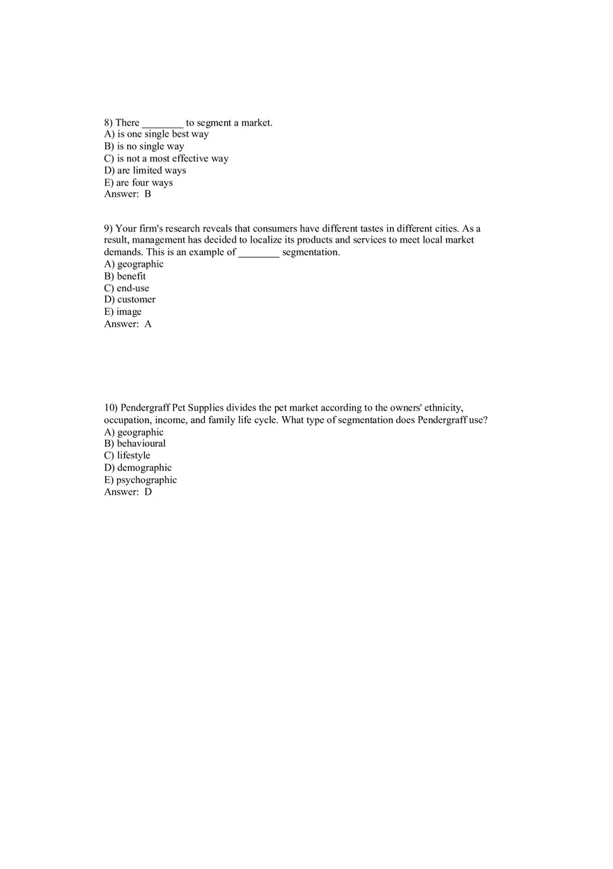 Segmentation, Targeting, and Positioning Answer Key Part 1 - Page 3
