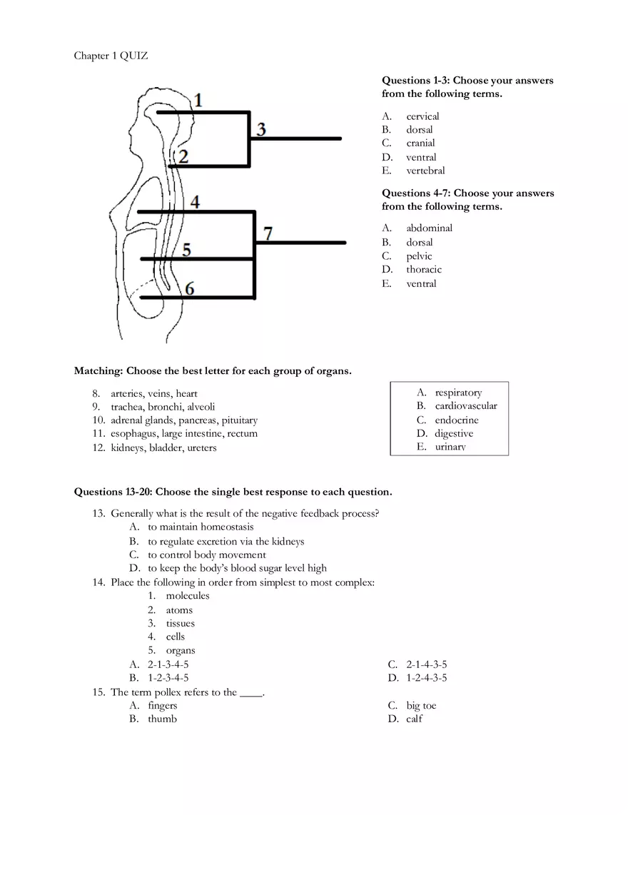 Chapter 1 Human Body Cavities and Anatomical Directions - Page 1