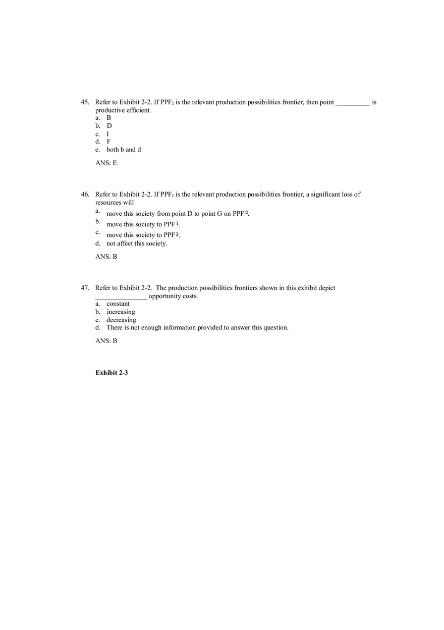 Production Possibilities Frontier Framework Answer Key 2 - Page 1