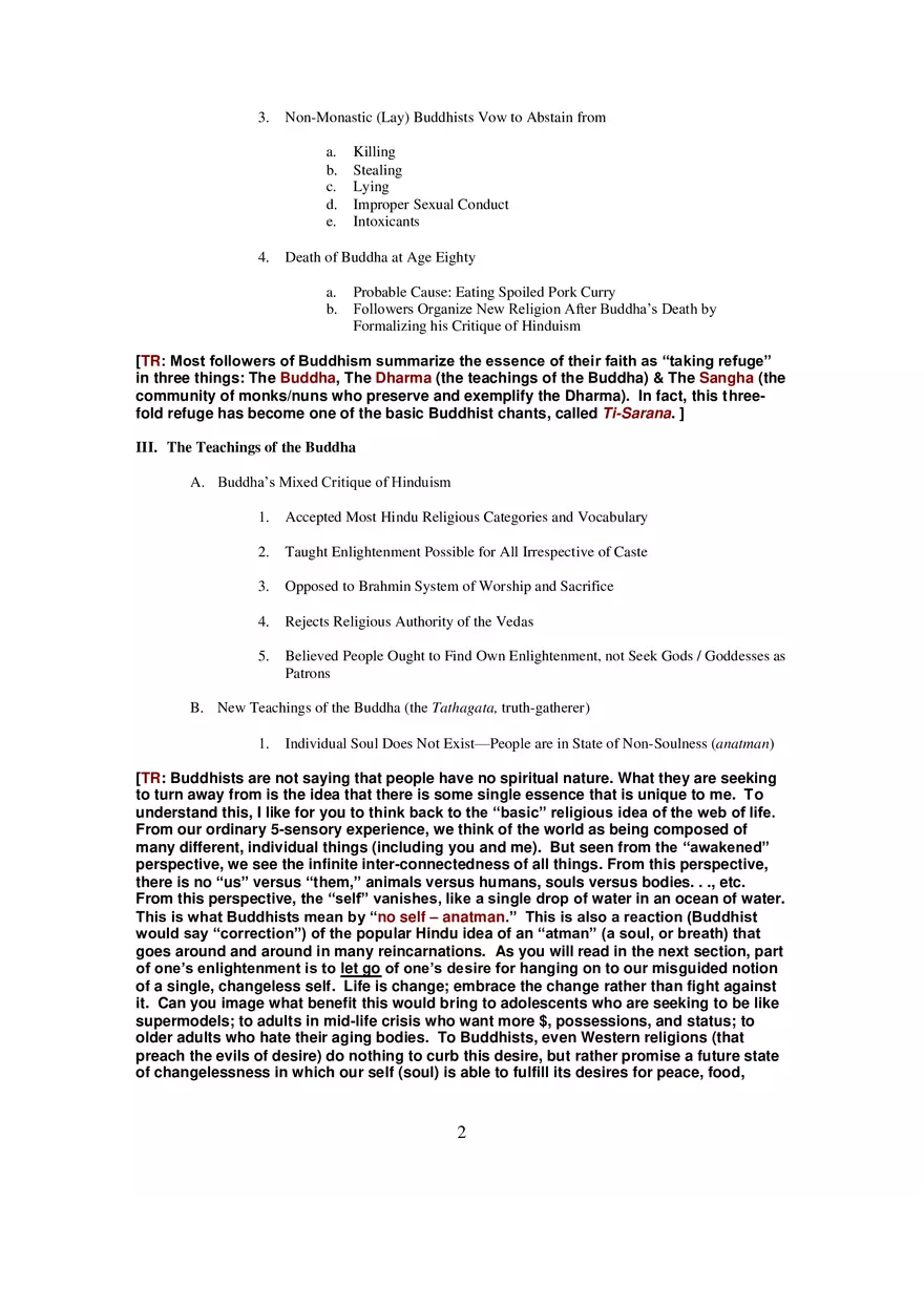 Buddhism Lecture Notes Lesson 4 - Page 2