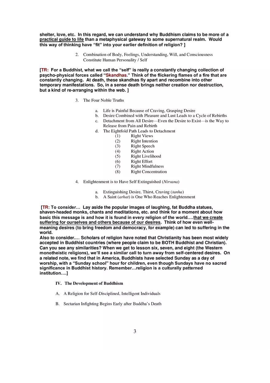 Buddhism Lecture Notes Lesson 4 - Page 3