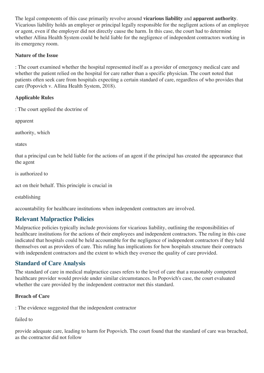 Analysis of Popovich v. Allina Health System - Page 2