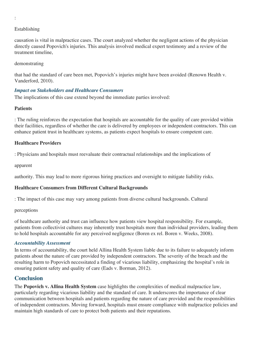 Case Analysis Popovich v. Allina Health System - Page 3