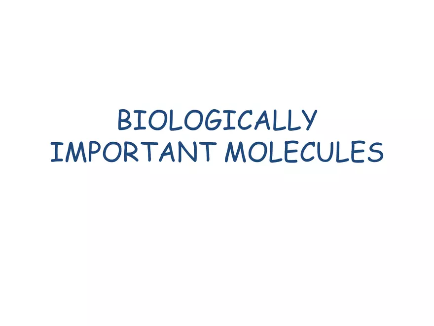 Biologically Important Molecules - Carbohydrates - Page 1