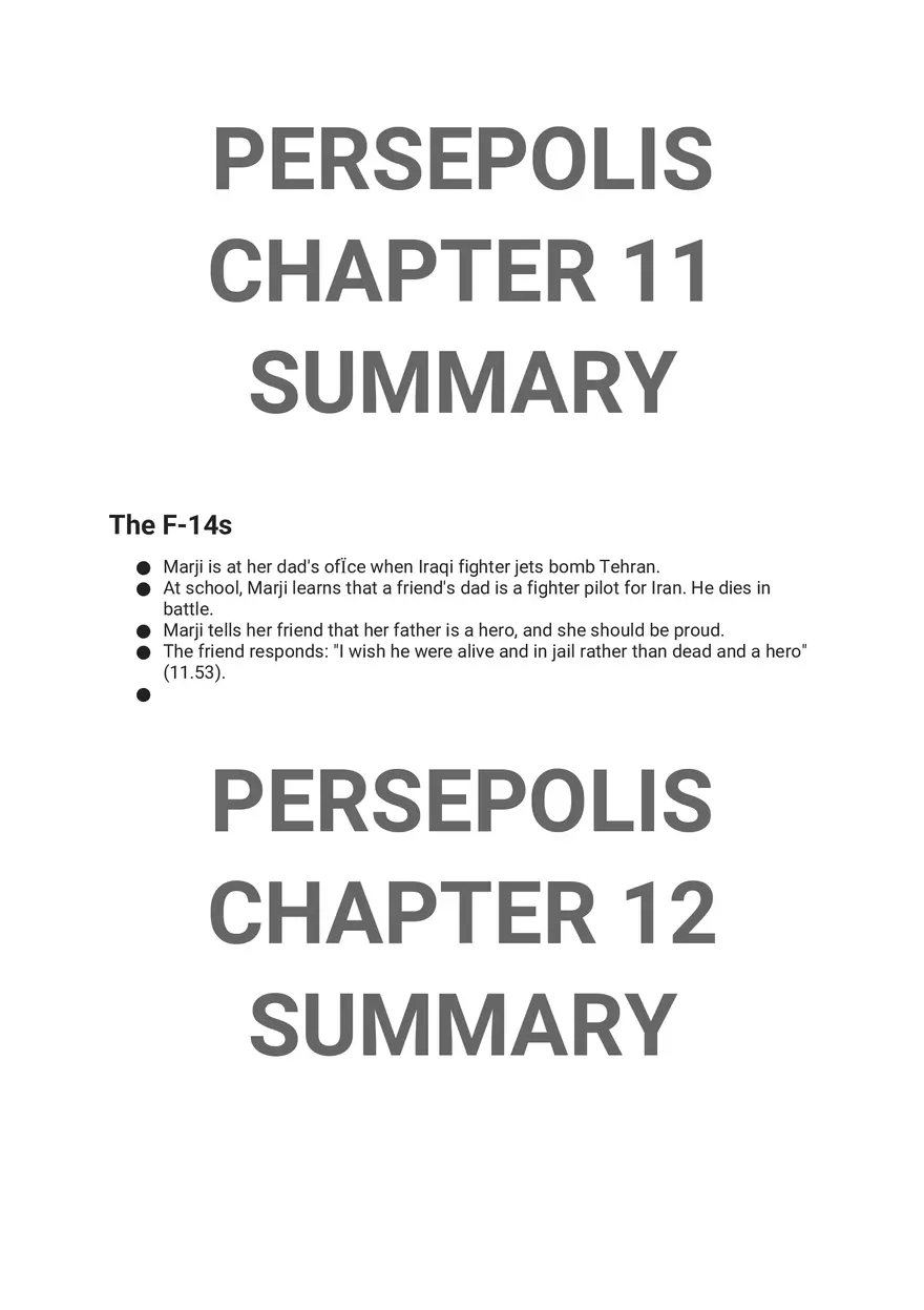 Persepolis Summary Part 2 - Page 1