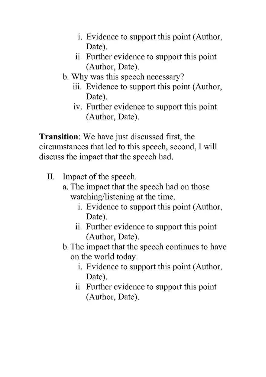 Great Speech in History Example Outline - Page 2