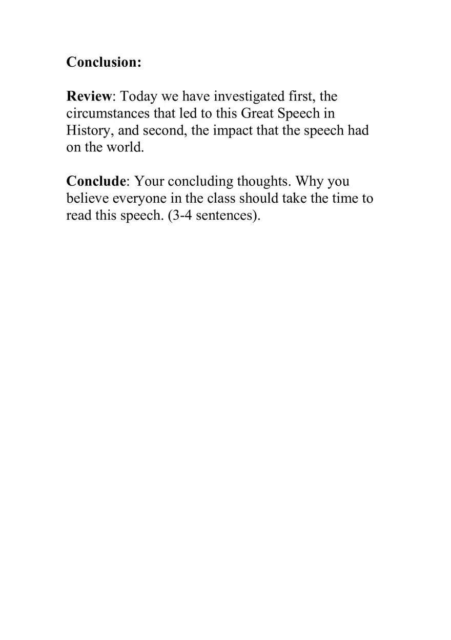 Great Speech in History Example Outline - Page 3