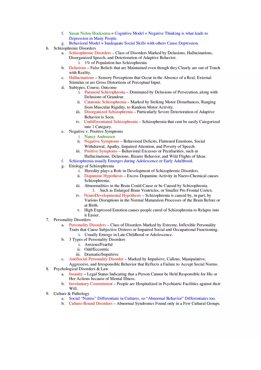 Ch.14 Outline Psychological Disorders - Page 3