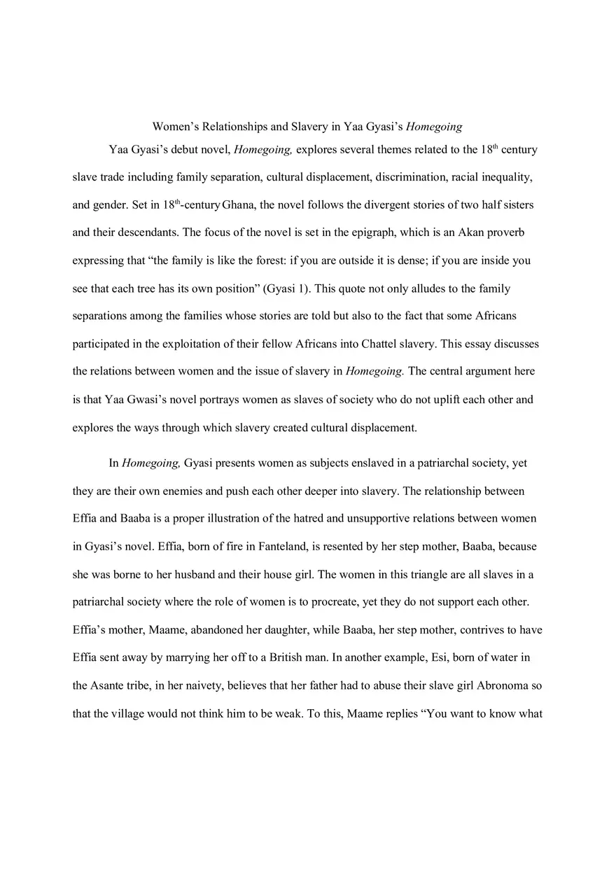 Homegoing Essay - Page 1