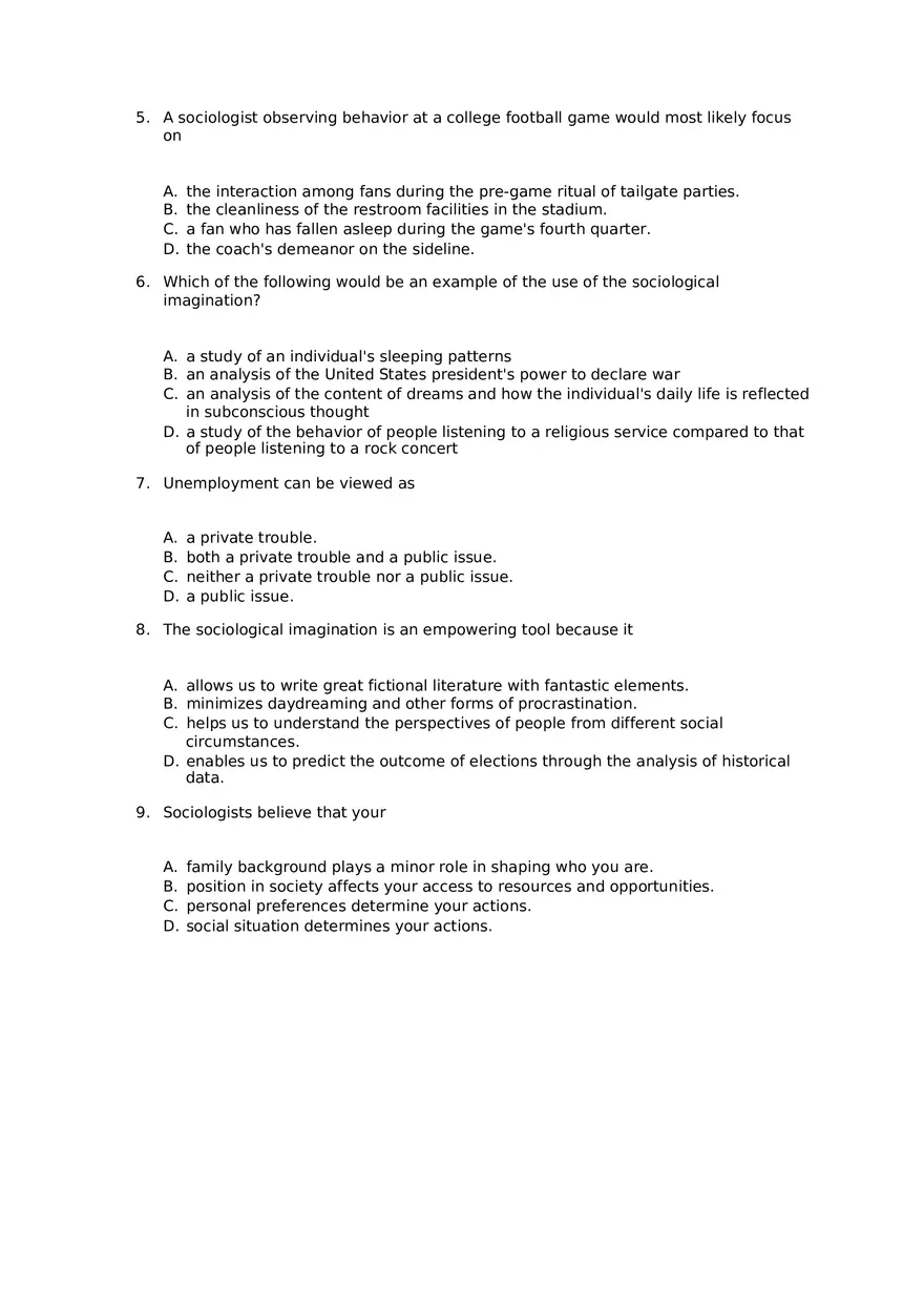 Chapter 01 The Sociological Imagination Answer Key Part 1 - Page 2