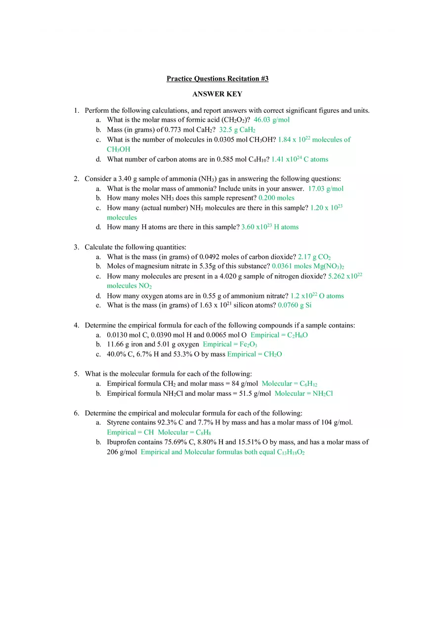 Recitation 3 Answers - Practice Problems - Page 1