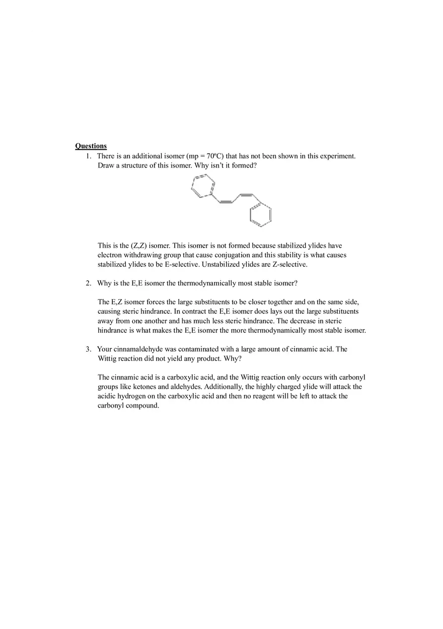 Lab Report - Synthesis Of 1,4-Diphenyl-1,3-Butadiene - Page 8