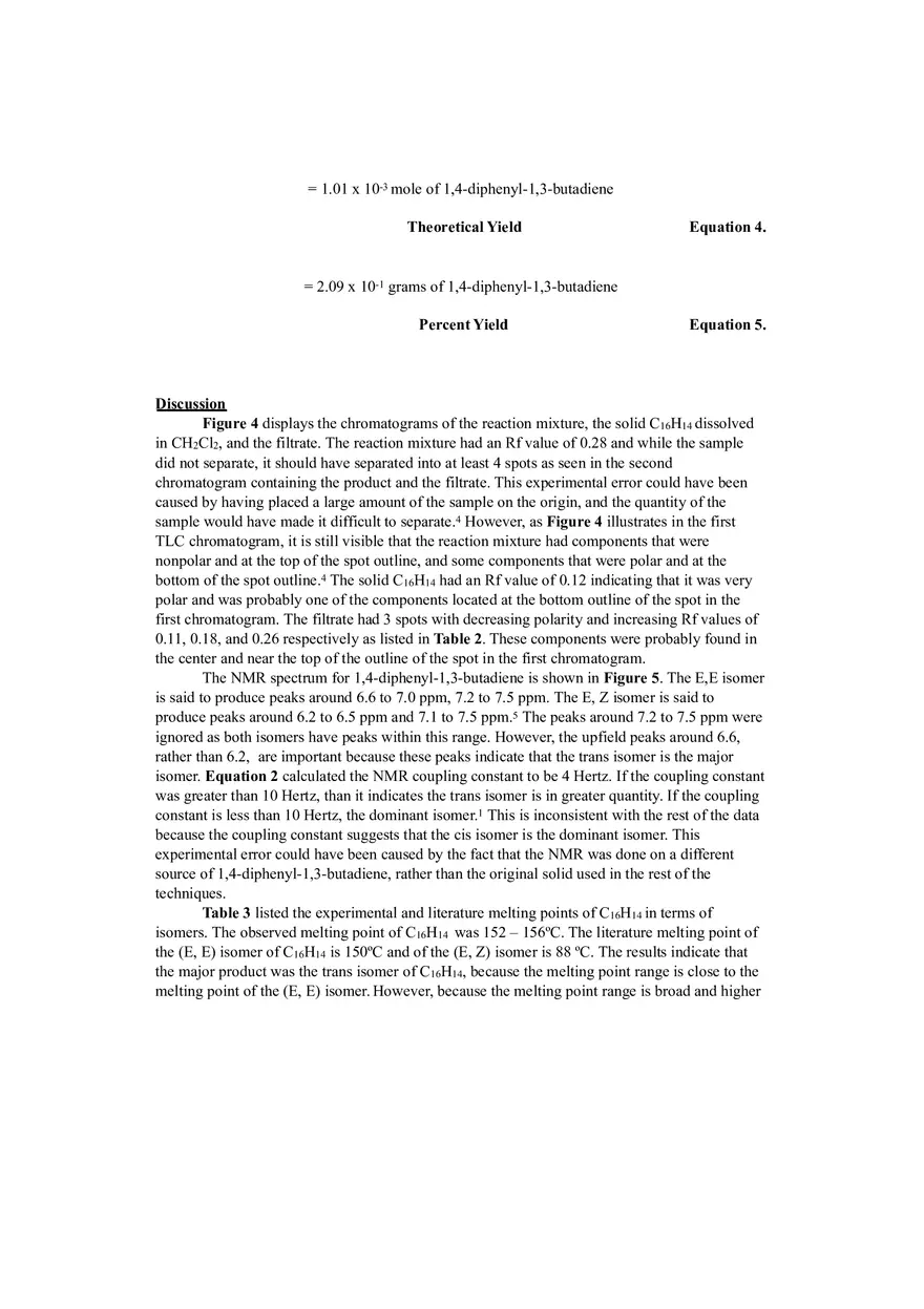 Lab Report - Synthesis Of 1,4-Diphenyl-1,3-Butadiene - Page 6