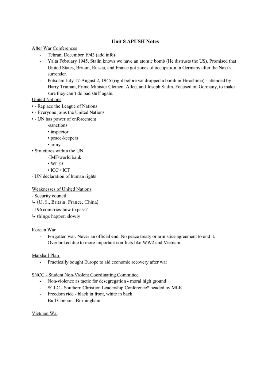 Unit 8 Apush Notes - Page 1