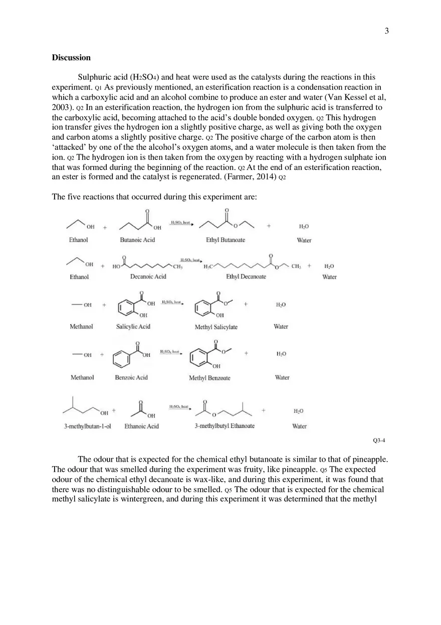 Synthesis of Esters Lab Report - Page 3
