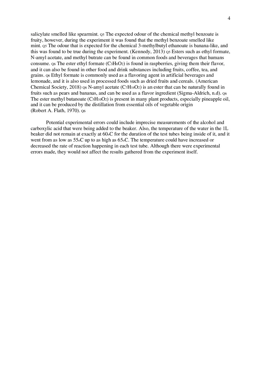 Synthesis of Esters Lab Report - Page 4