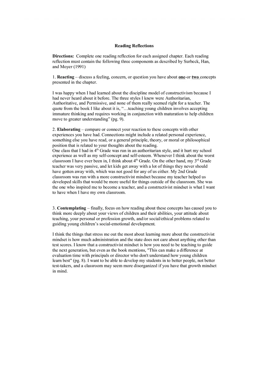 Reading Reflection Guidelines - Page 1