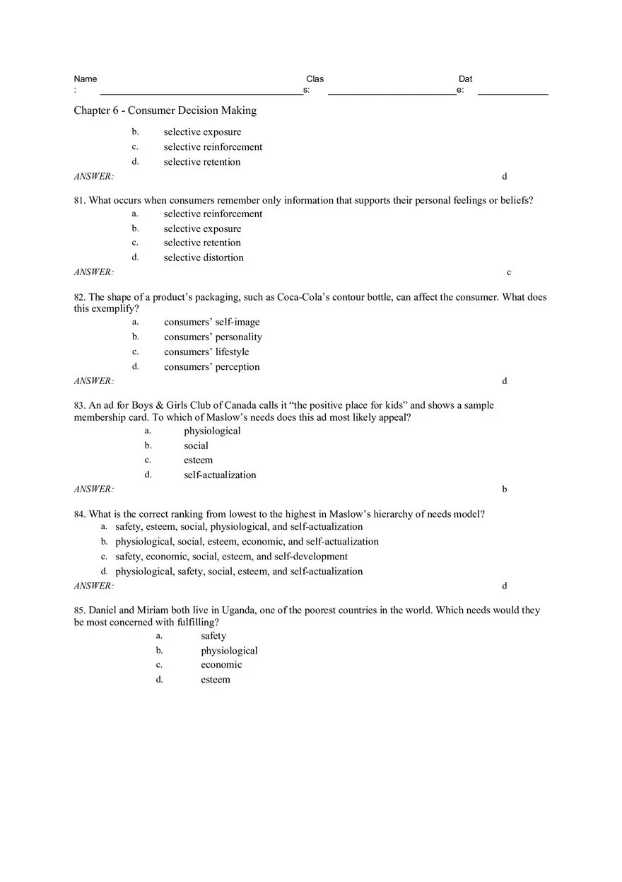 Consumer Decision Making Answers 2 - Page 7