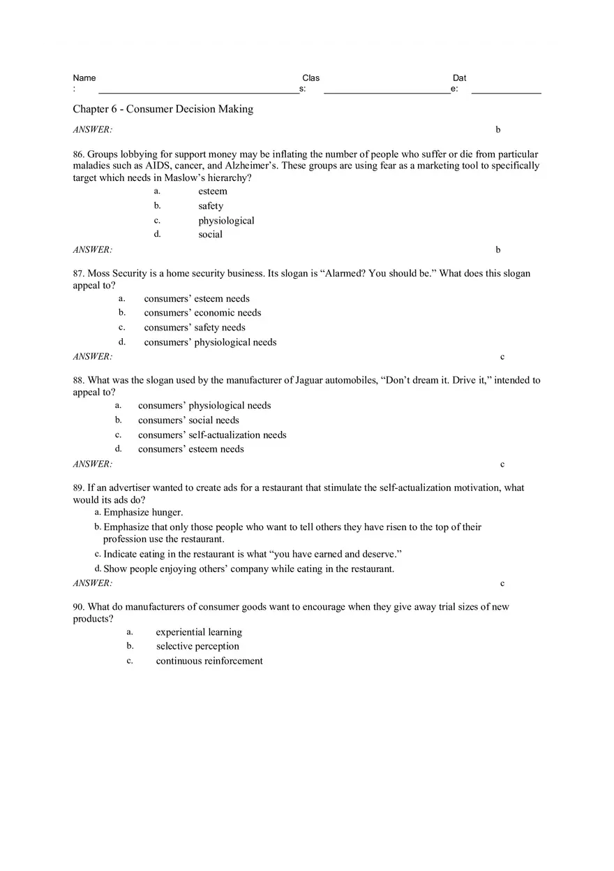 Consumer Decision Making Answers 2 - Page 8