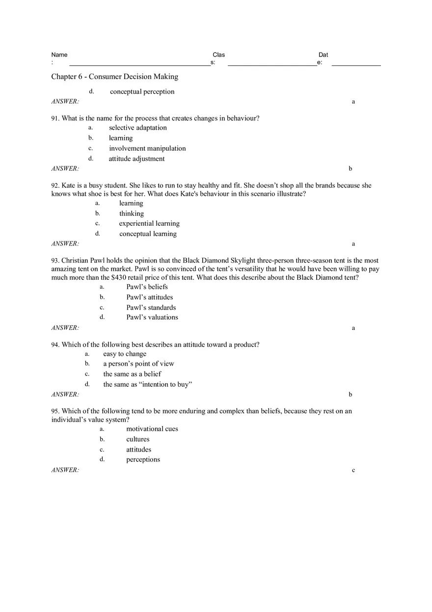 Consumer Decision Making Answers 2 - Page 9