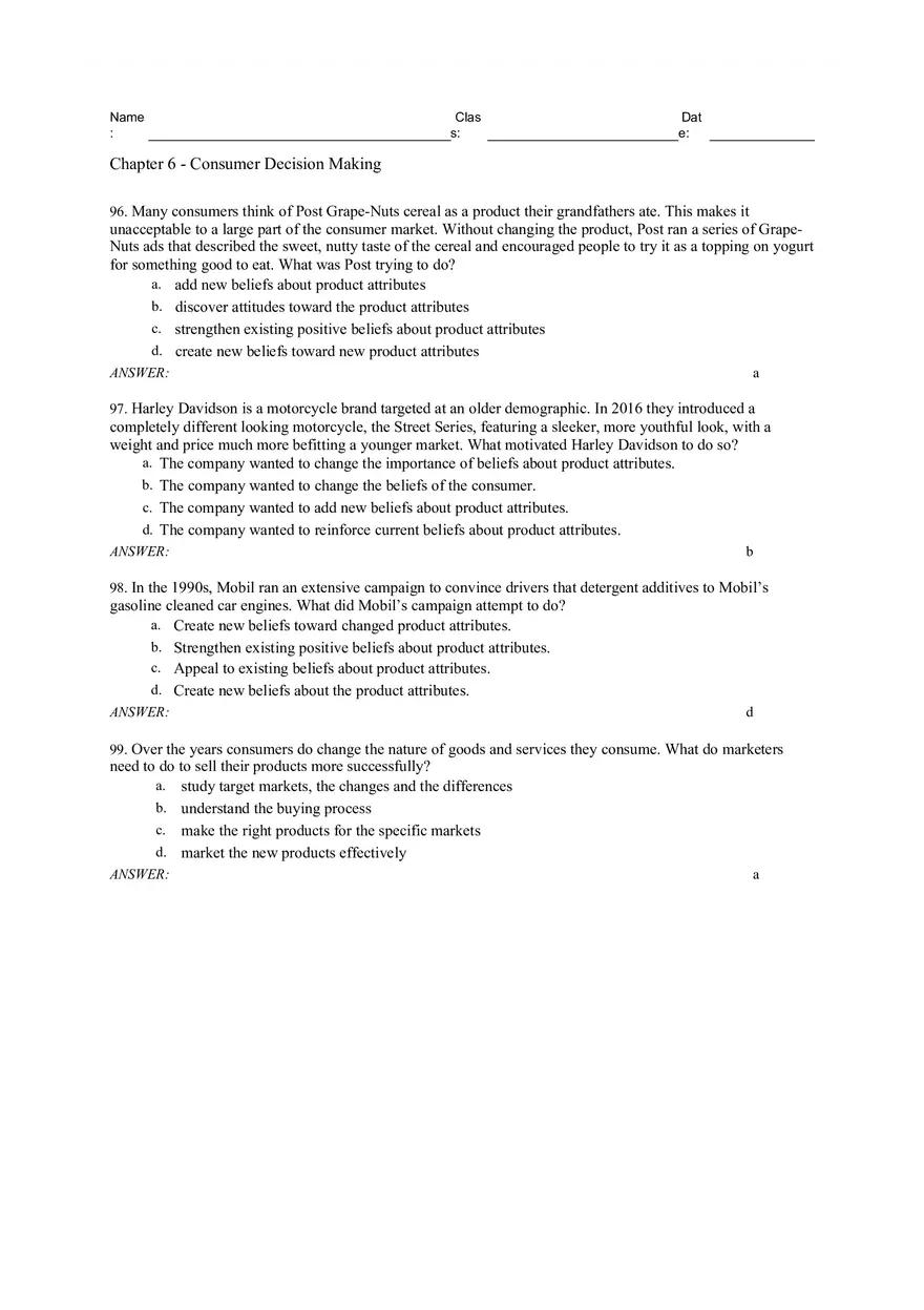 Consumer Decision Making Answers 2 - Page 10