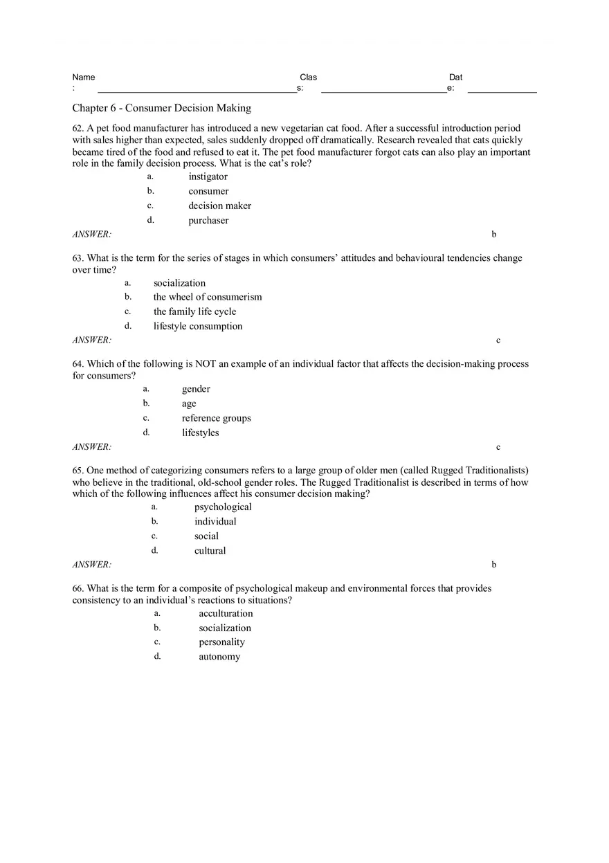 Consumer Decision Making Answers 2 - Page 3
