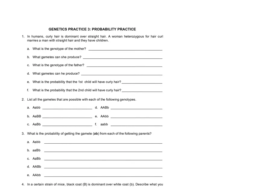 Genetics Problems 3 - Page 1