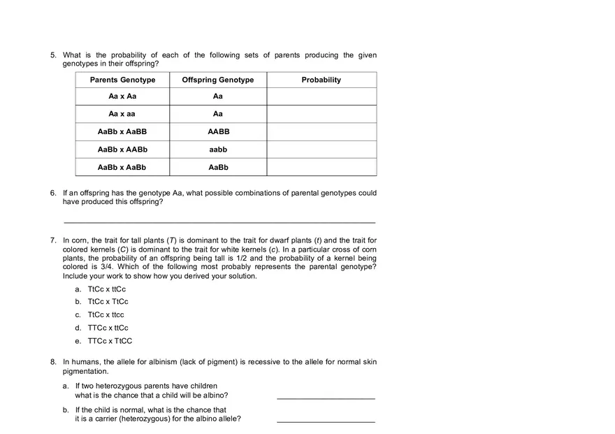 Genetics Problems 3 - Page 3