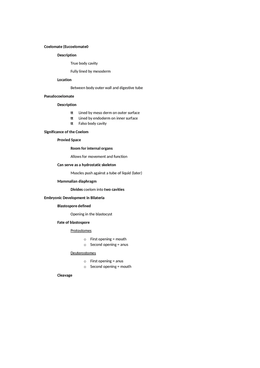 Multicellular Eukaryotes Notes From Slides - Page 5