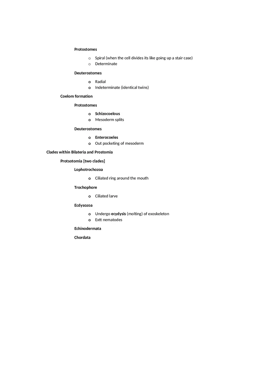 Multicellular Eukaryotes Notes From Slides - Page 6
