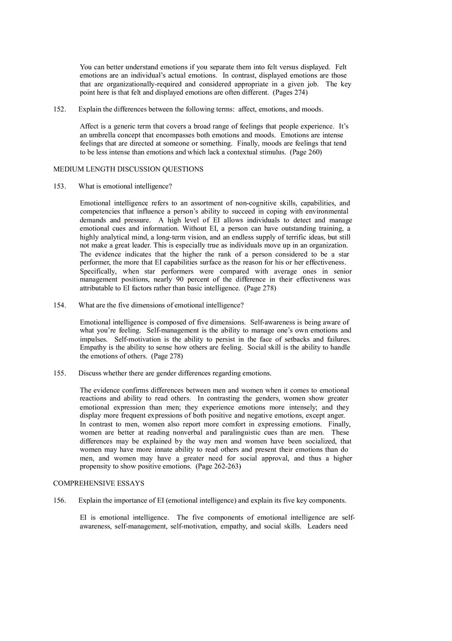 Emotions and Moods Answer Key - Page 9