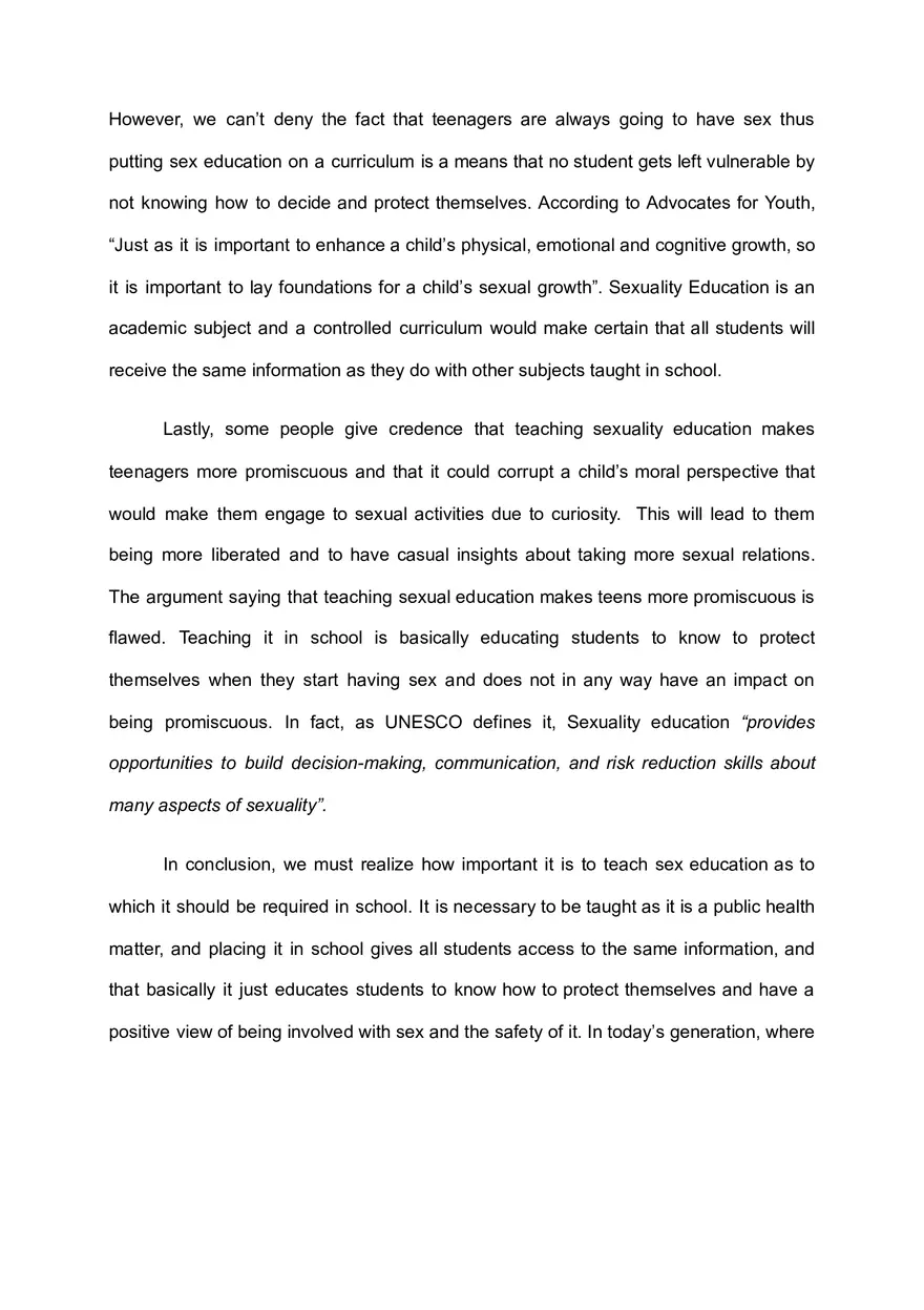 Concerning Issue About Sex Education Is Not - Page 2