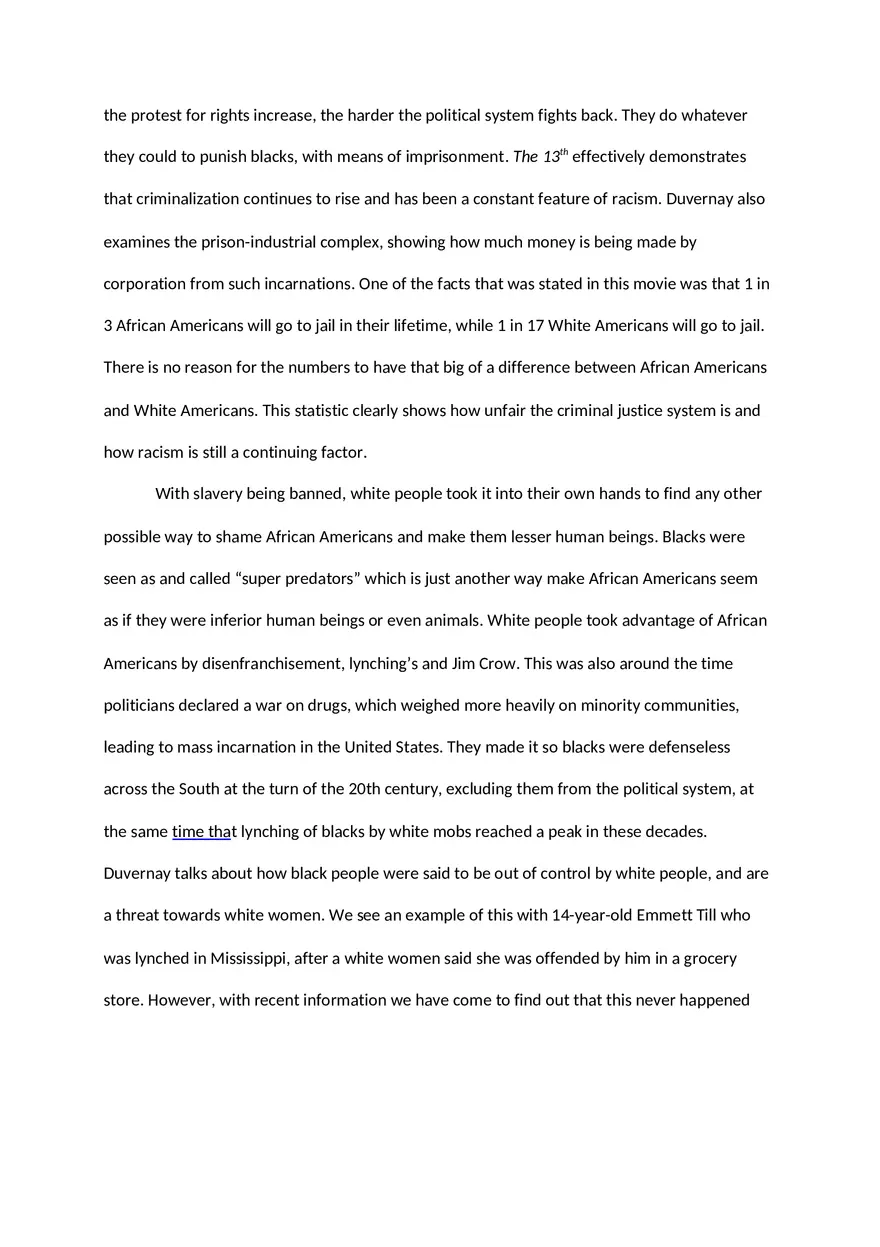 The 13th Film Response Essay - Page 2