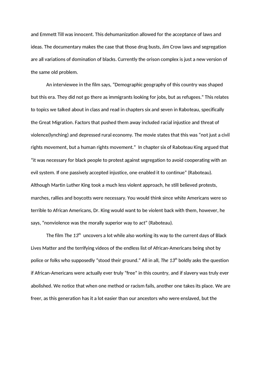 The 13th Film Response Essay - Page 3
